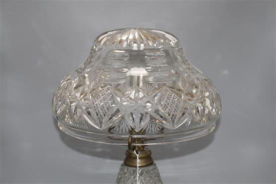 A brass mounted cut glass table lamp, height 53cm